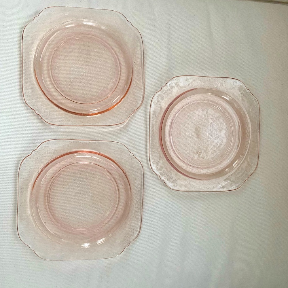 Pink Depression Glass Plate